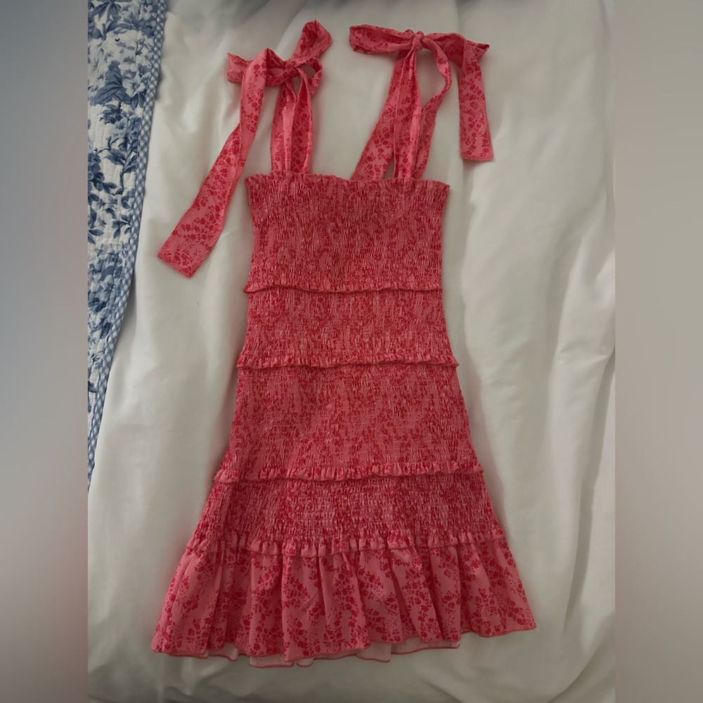 Pink Floral Smocked Dress